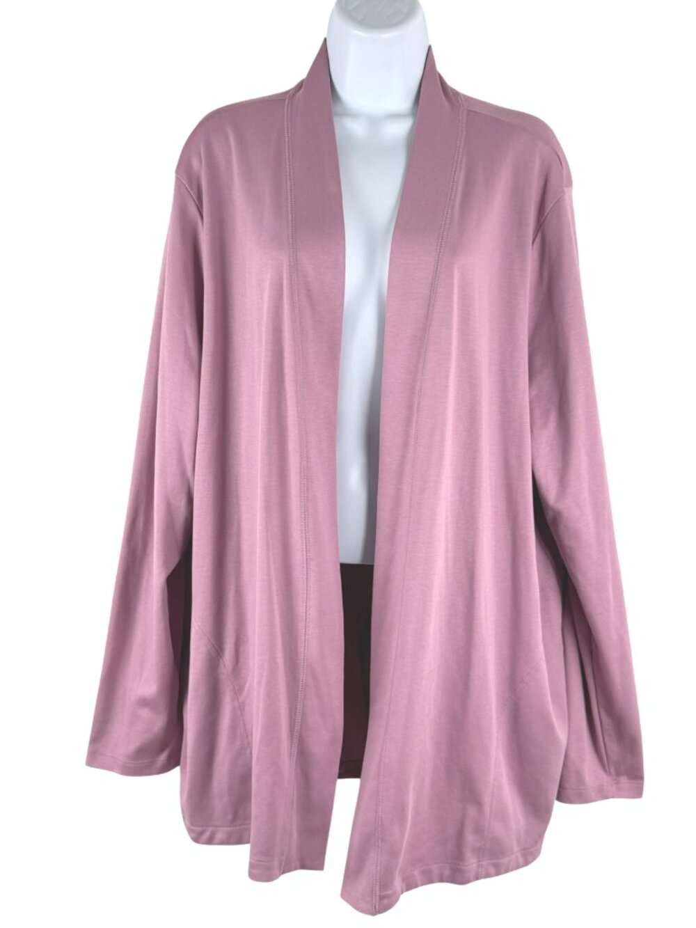 L.L. Bean Open Front Cardigan 3X Pink Supima Cotton Casual CJ-2384   Description